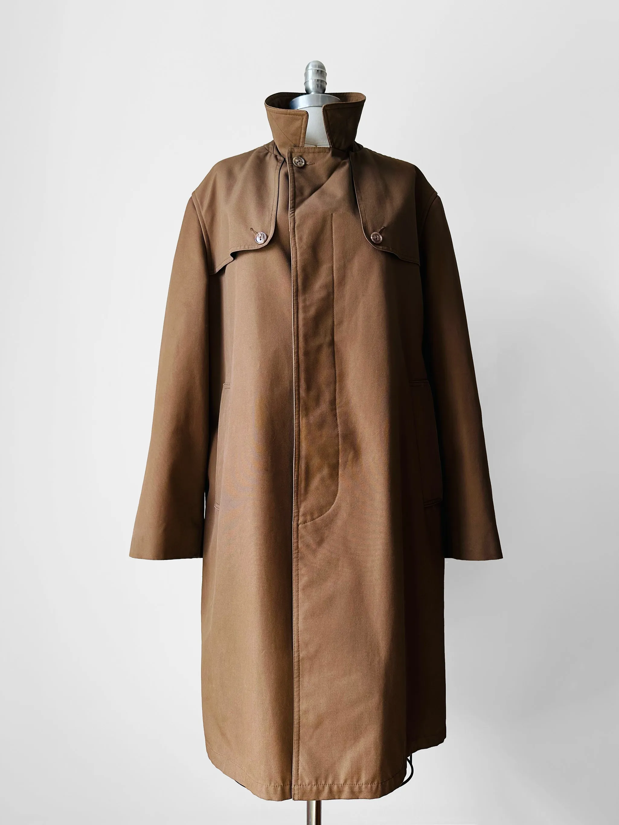 1950s Mocha Relaxed Fit Midi-Length Trench Coat - Sz. M/L