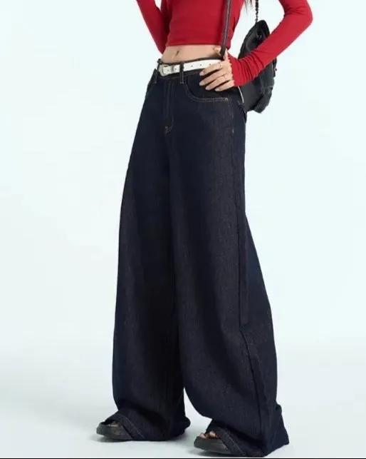 Ashore Shop Women Raw Blue Denim Wide Leg Jeans