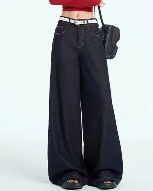 Ashore Shop Women Raw Blue Denim Wide Leg Jeans