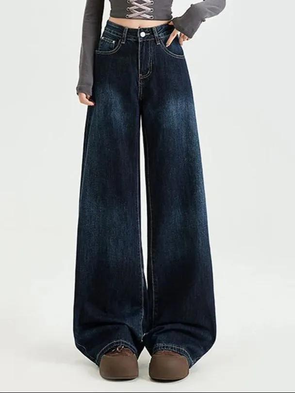 Ashore Shop Women Raw Blue Denim Wide Leg Jeans