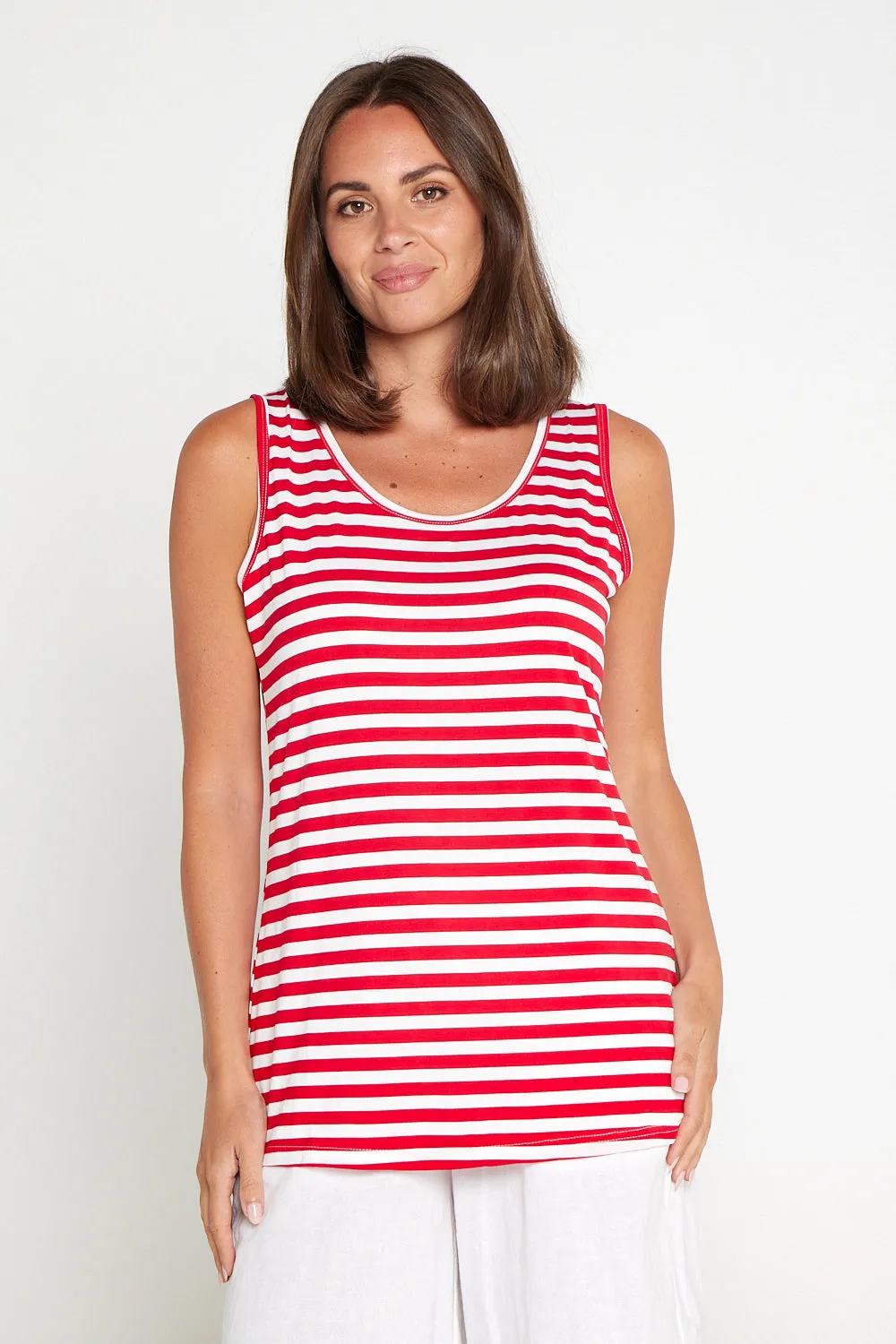 Basic Cotton Tank - Red Stripe