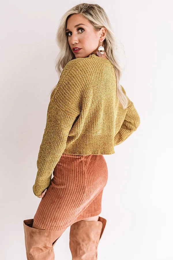 Camping By The Coast Chenille Crop Sweater in Mustard