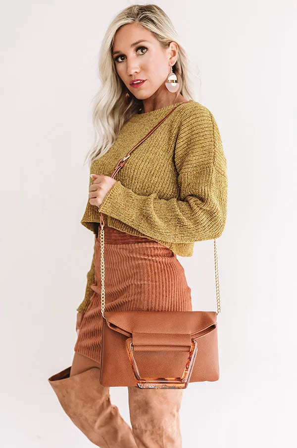 Camping By The Coast Chenille Crop Sweater in Mustard