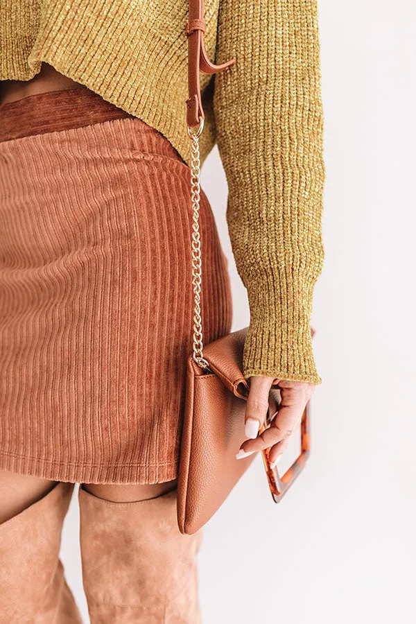 Camping By The Coast Chenille Crop Sweater in Mustard