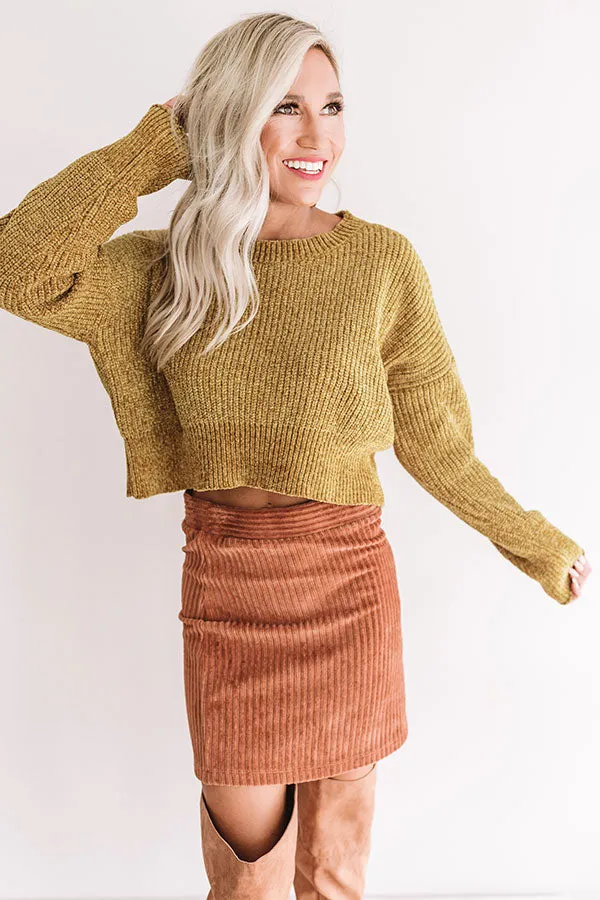 Camping By The Coast Chenille Crop Sweater in Mustard