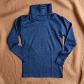 Child's Turtleneck in Organic Wool/Silk - Marine (1-12y)