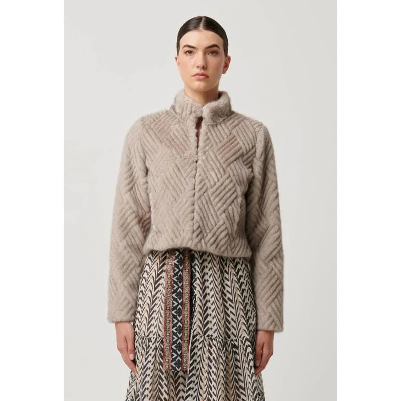Clover Faux Fur Cropped Jacket | Oat