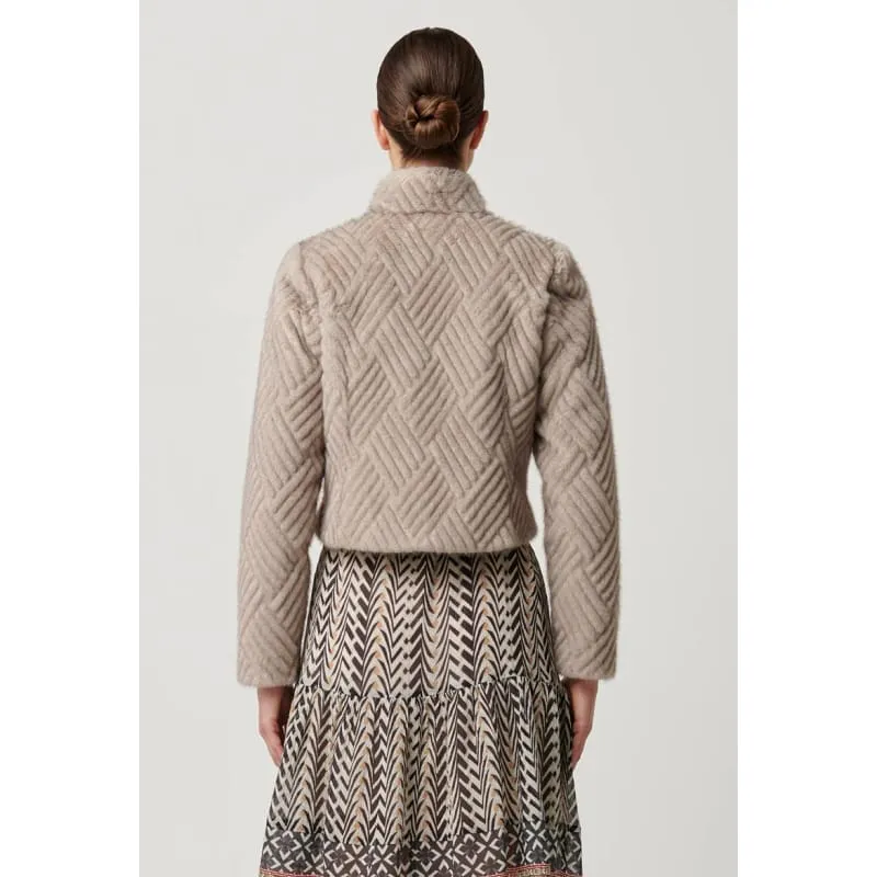 Clover Faux Fur Cropped Jacket | Oat
