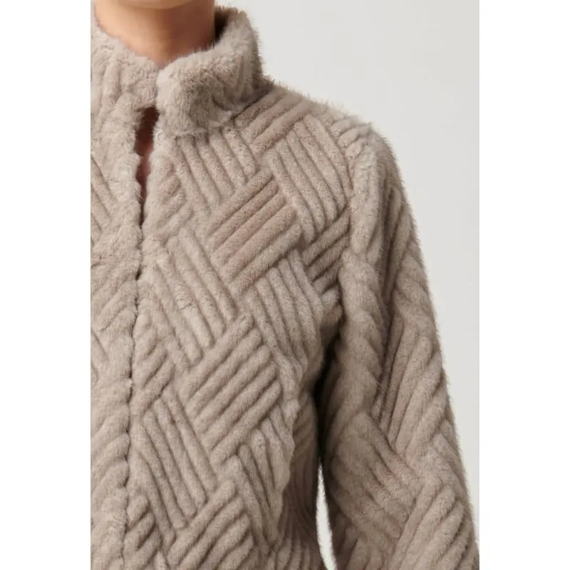 Clover Faux Fur Cropped Jacket | Oat