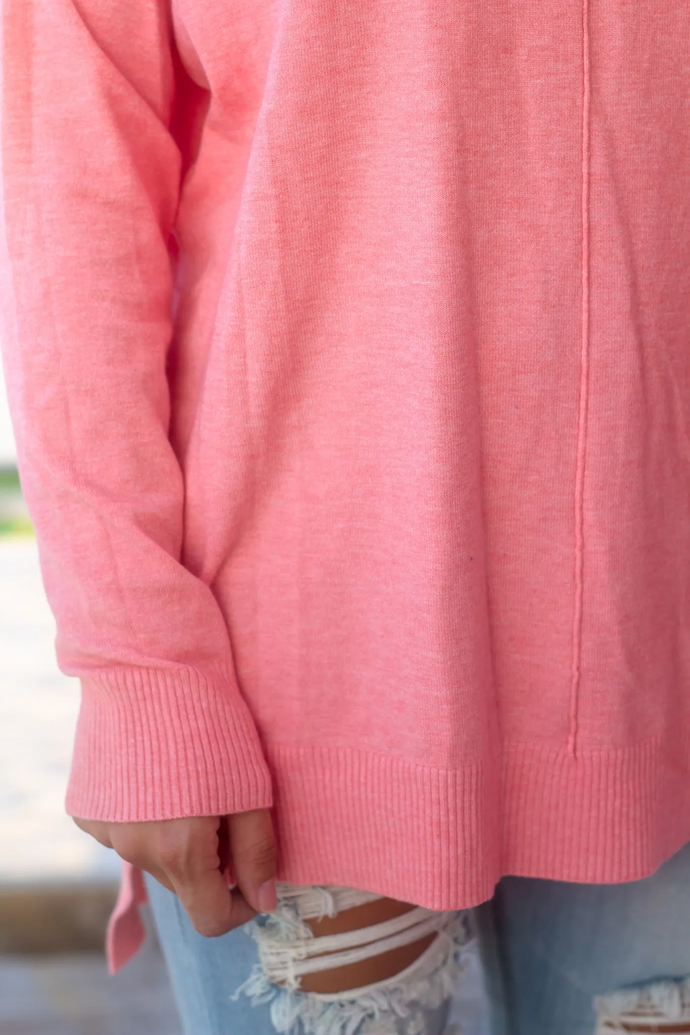 Coral V-Neck Sweater