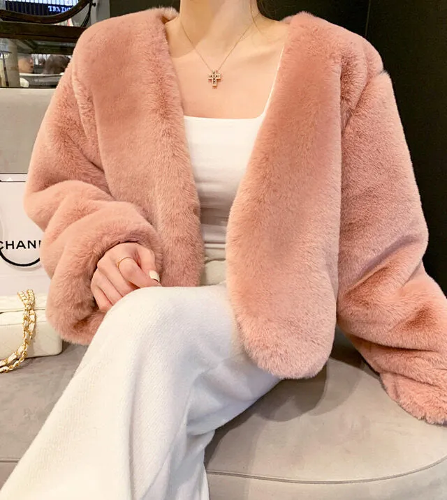 Cropped Eco Fur Jacket