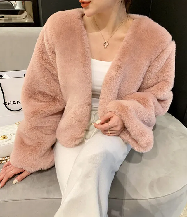 Cropped Eco Fur Jacket