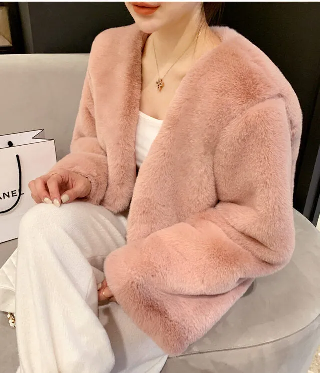 Cropped Eco Fur Jacket