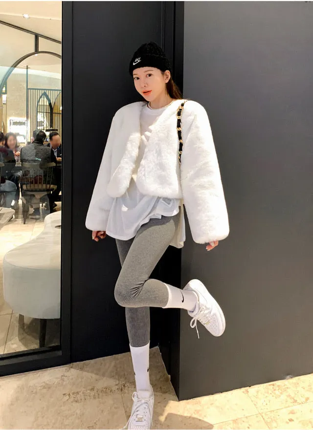 Cropped Eco Fur Jacket