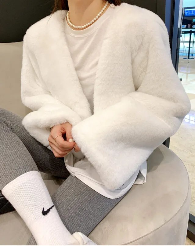 Cropped Eco Fur Jacket