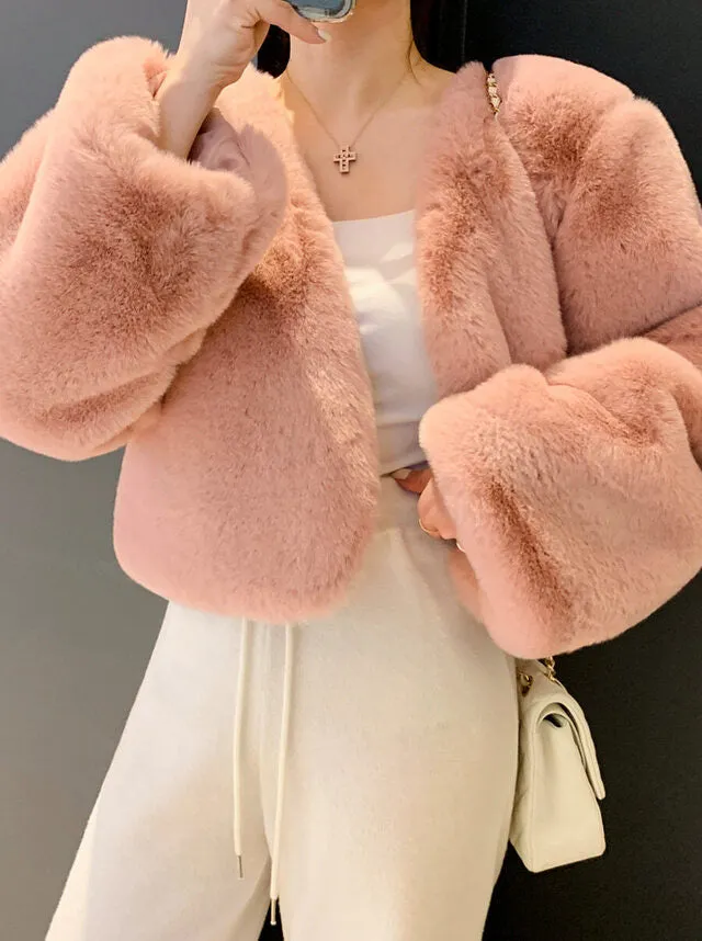 Cropped Eco Fur Jacket