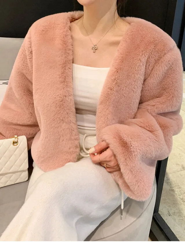 Cropped Eco Fur Jacket