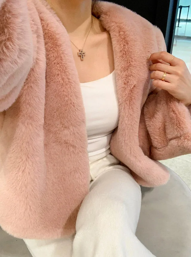 Cropped Eco Fur Jacket