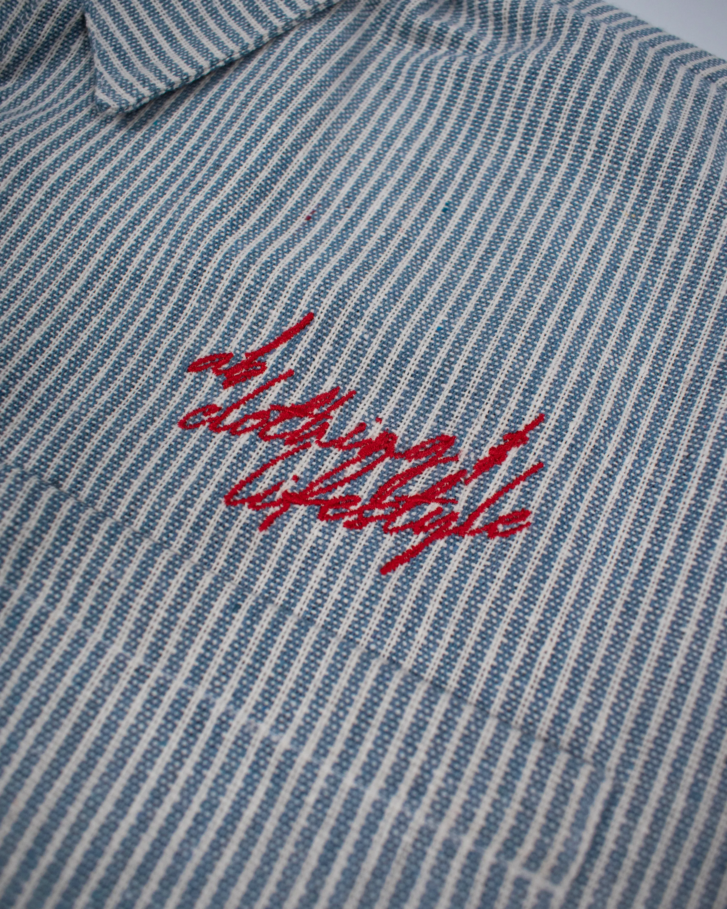 cropped polo shirt | button-down | drop shoulder | box fit | retro striped | cold blue
