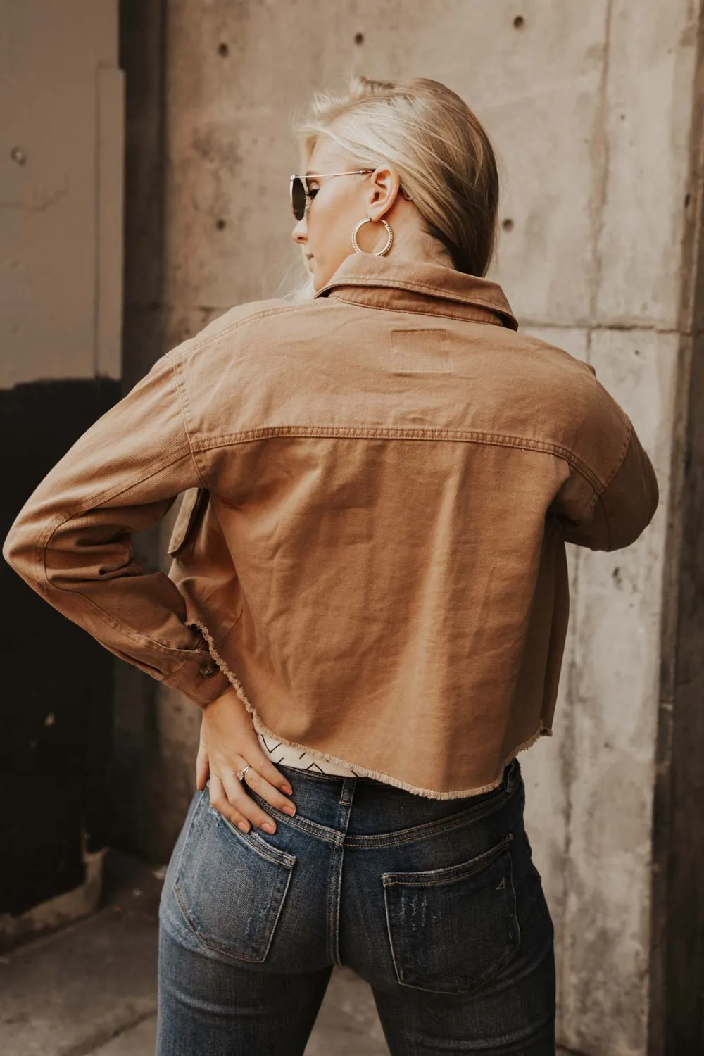 Cropped Tan Utility Jacket