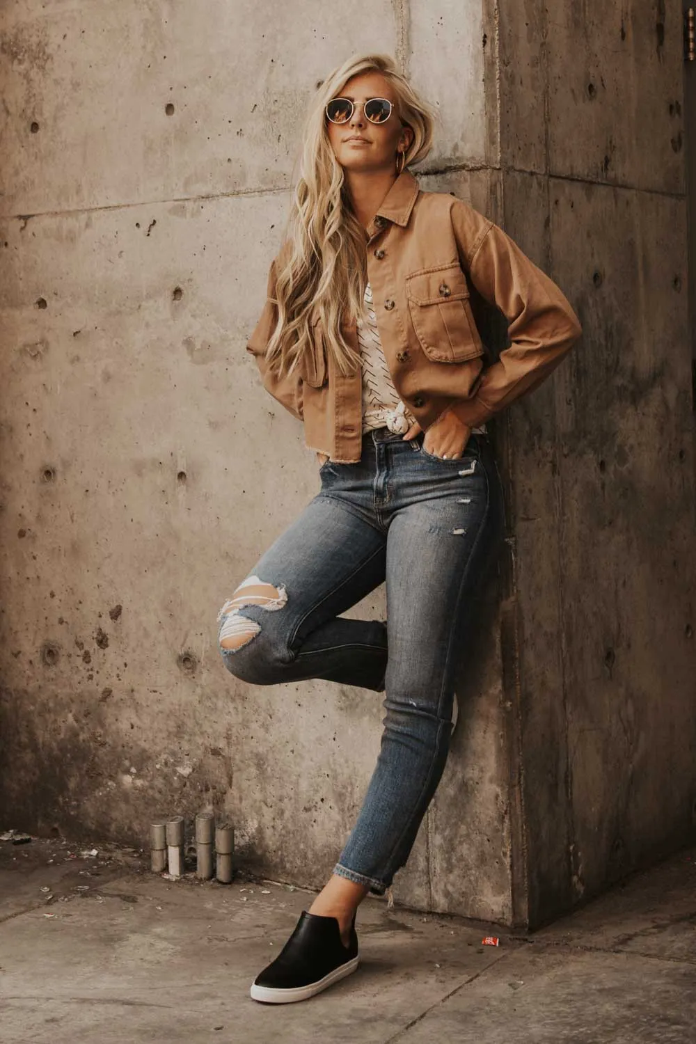 Cropped Tan Utility Jacket