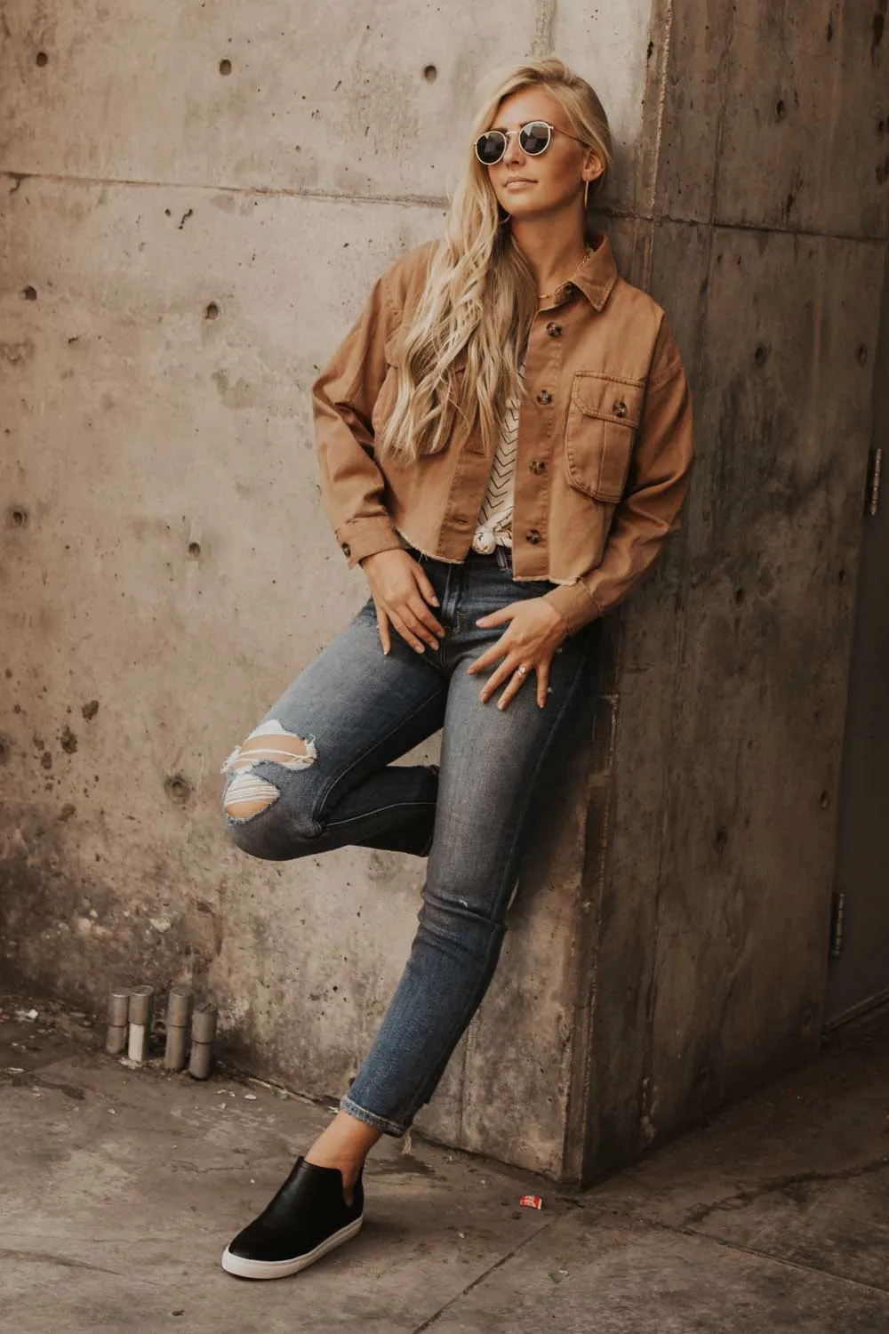 Cropped Tan Utility Jacket