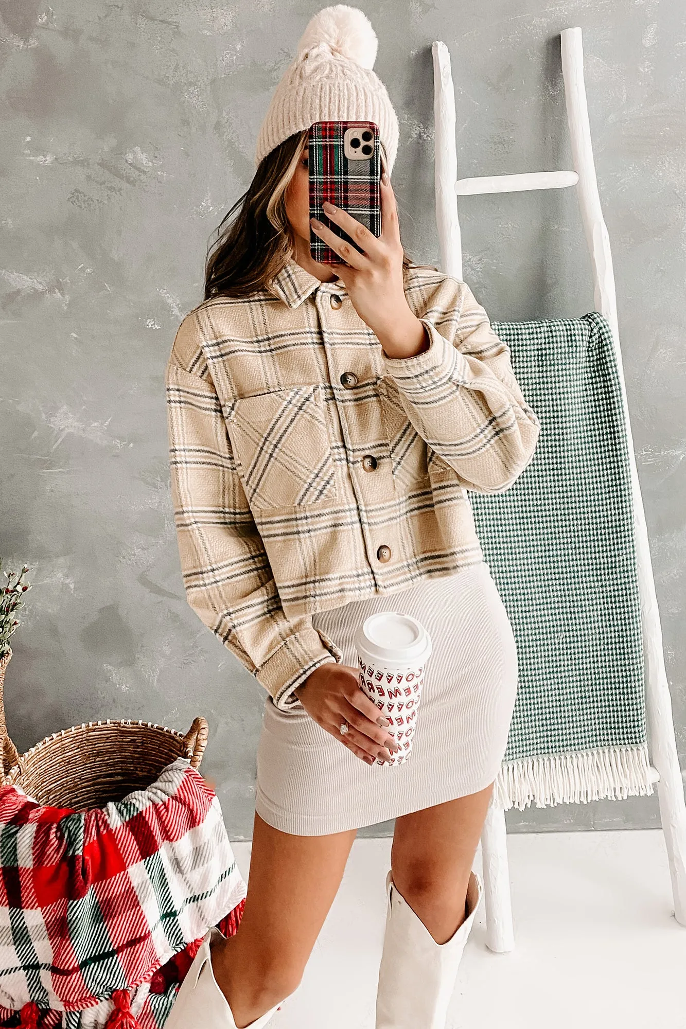 Declan Cropped Plaid Shacket (Mustard)