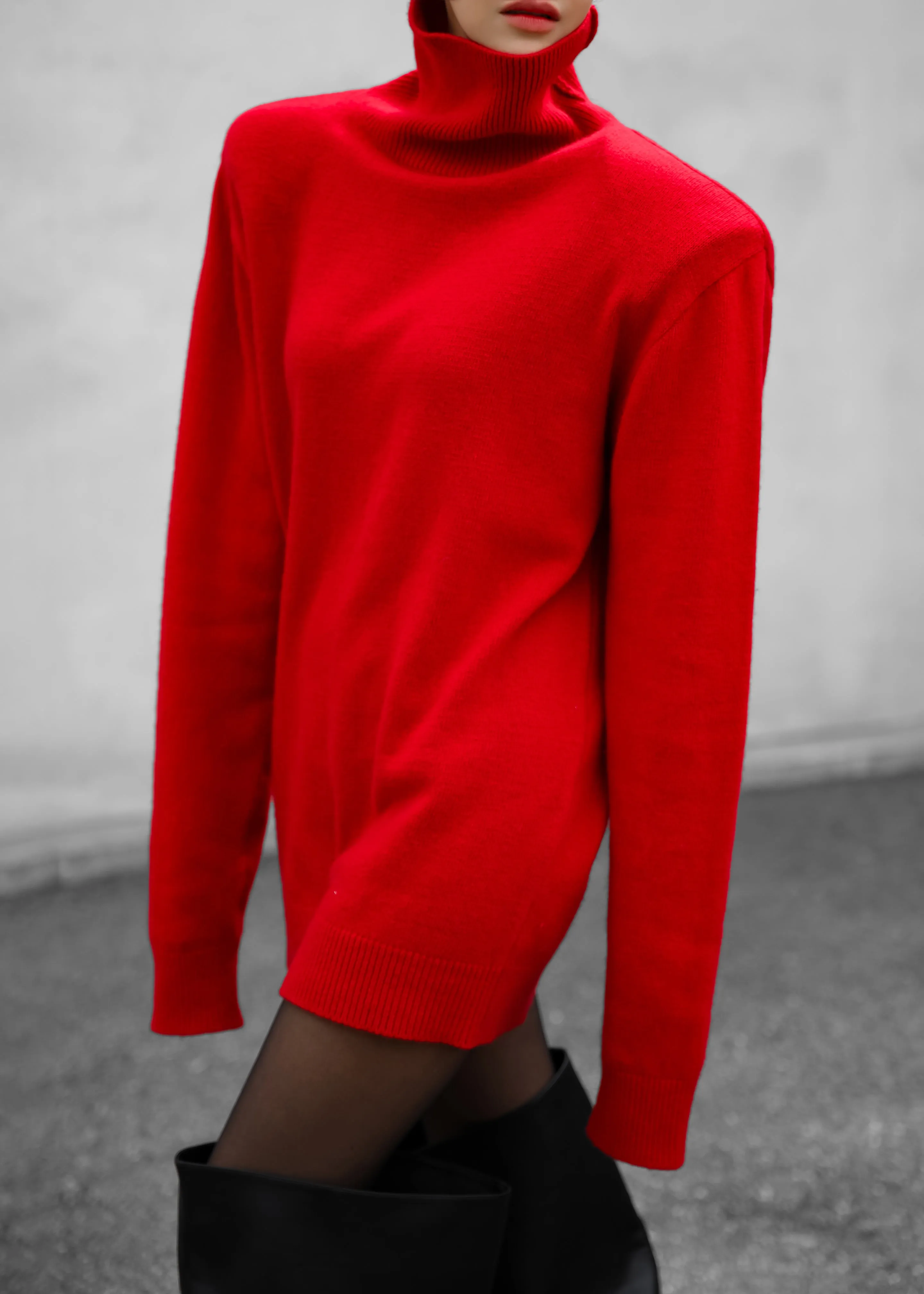 Emilia Mini Padded Sweater Dress - Red