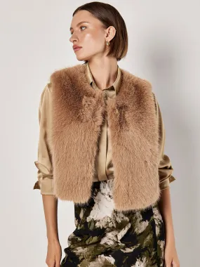 Faux Fur Cropped Vest | Apricot - Clearance