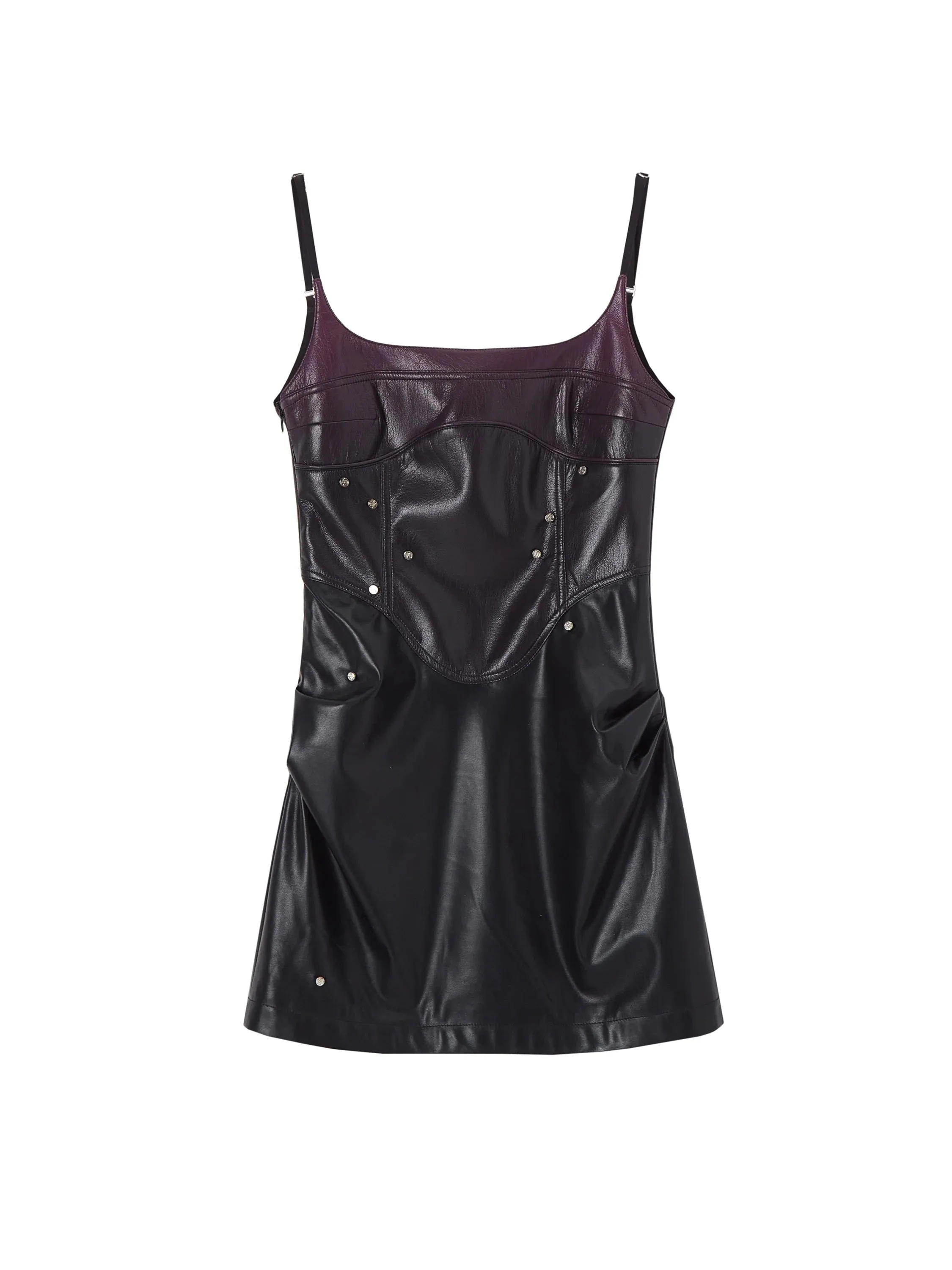 Gradient Studded Leather Camisole Dress