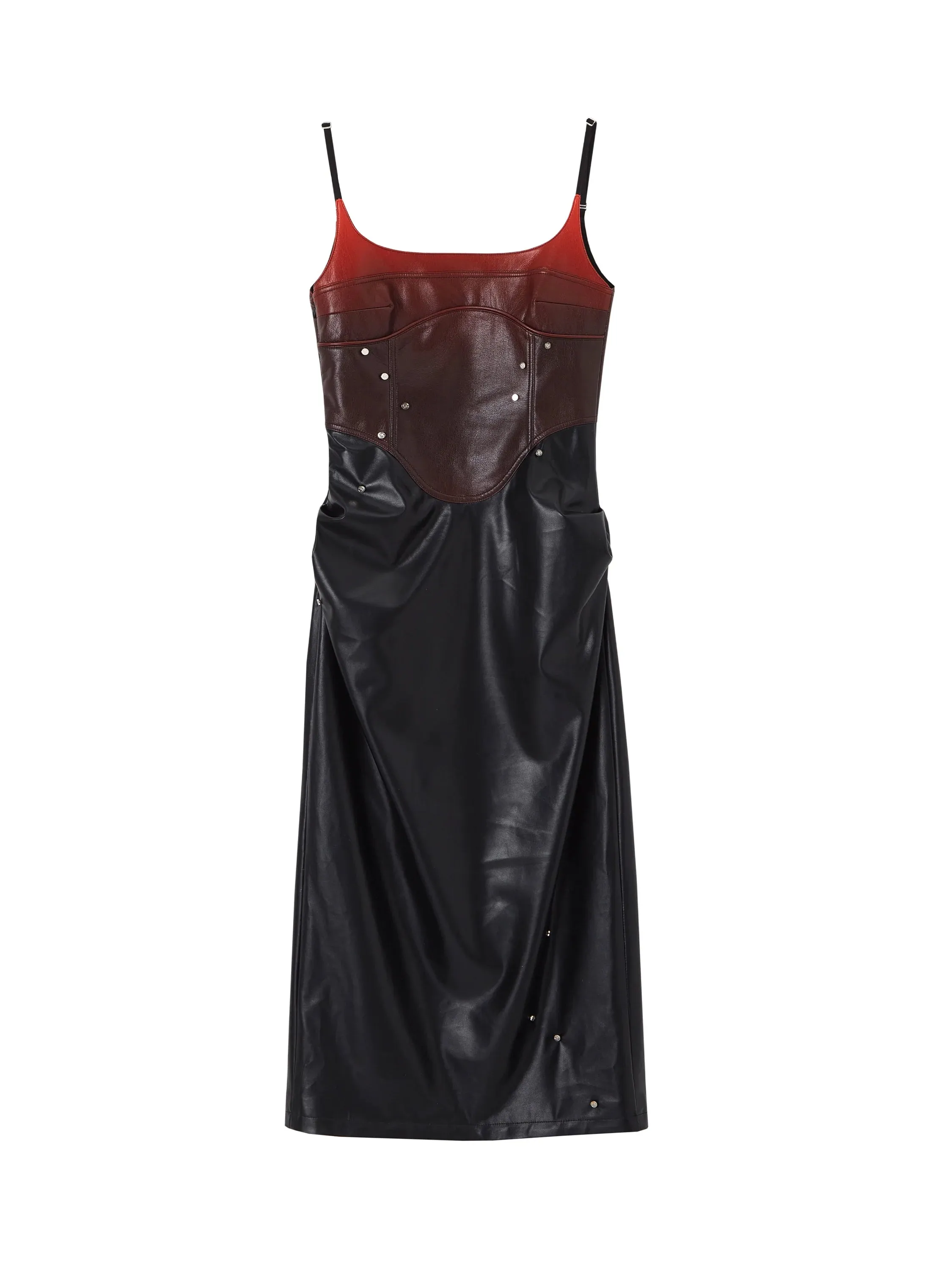 Gradient Studded Leather Camisole Dress