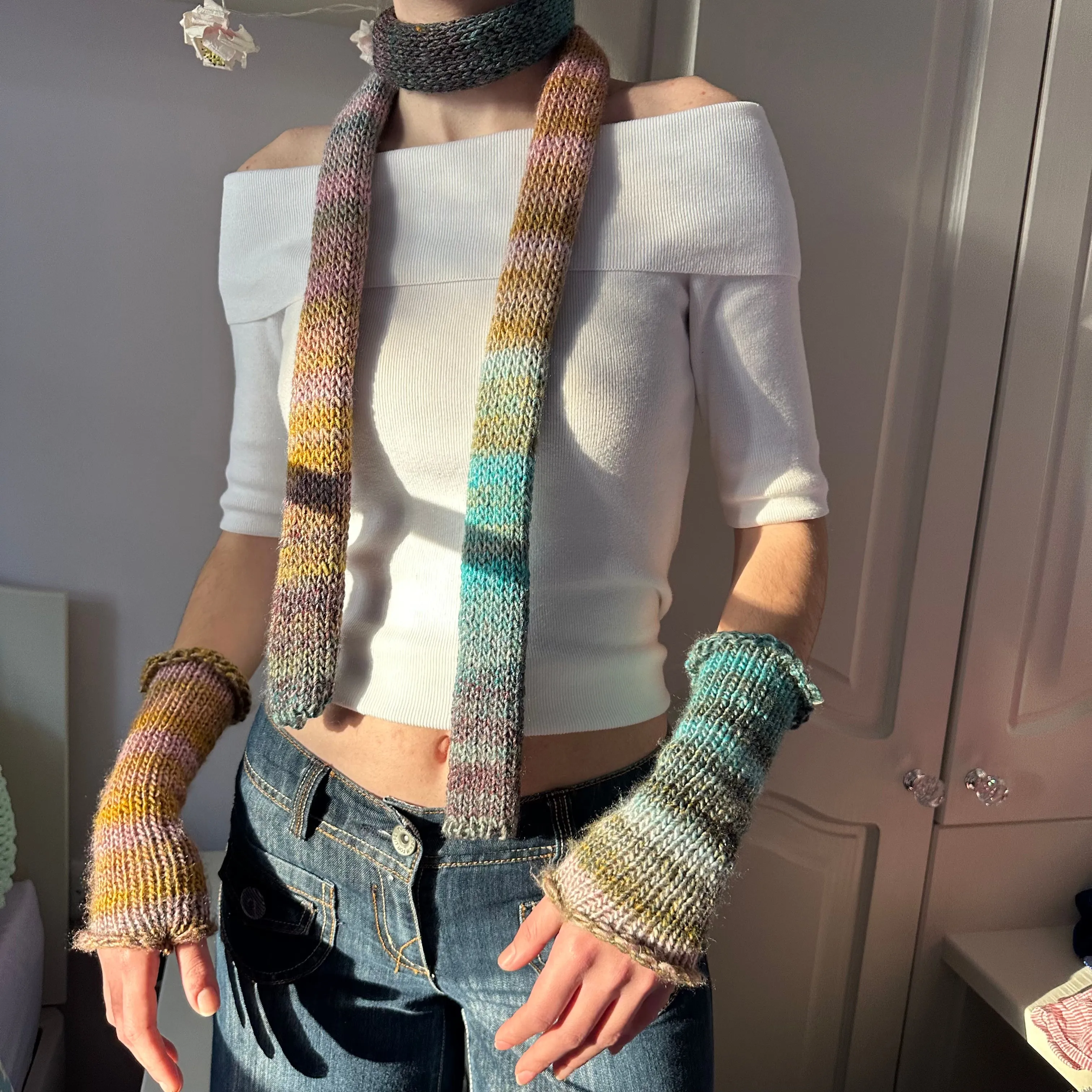 Handmade Alba knitted ombré hand warmers