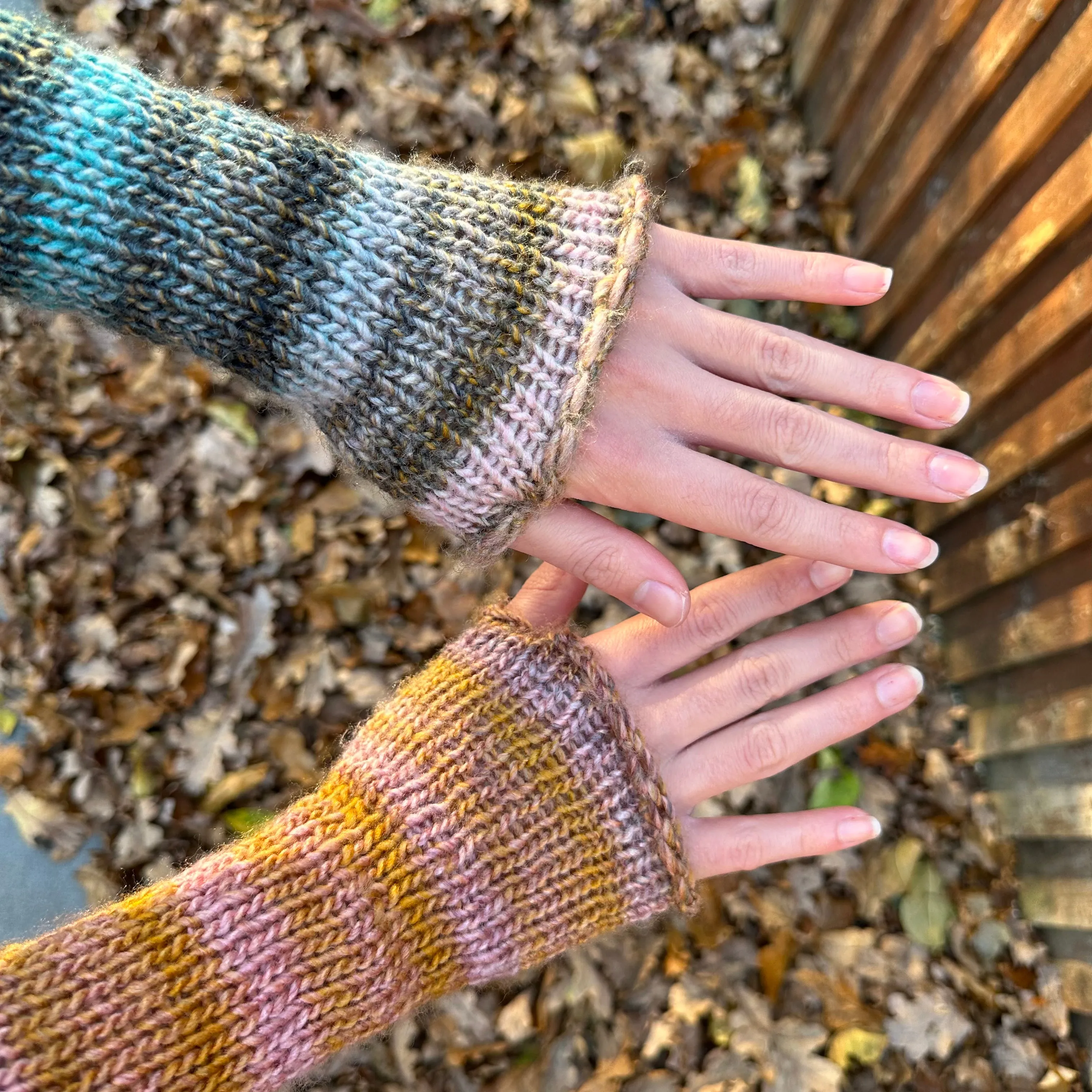 Handmade Alba knitted ombré hand warmers