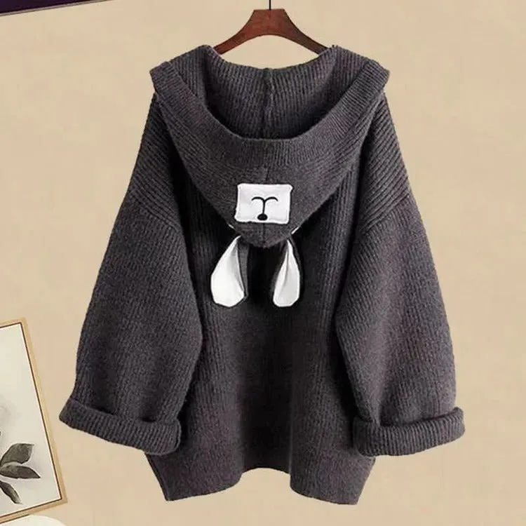 Kawaii Delight: Hooded Bear Ears Cardigan Sweater Set
