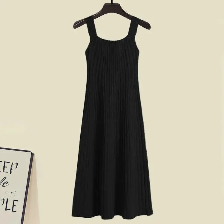 Kawaii Hooded Bear Ears Cardigan Sweater Slip Dress Two Piece Set