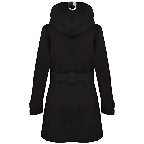 Kids Girls Overcoat Hooded Trench Coat Padded Oversized Lapels Long Parka Jacket