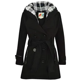 Kids Girls Overcoat Hooded Trench Coat Padded Oversized Lapels Long Parka Jacket
