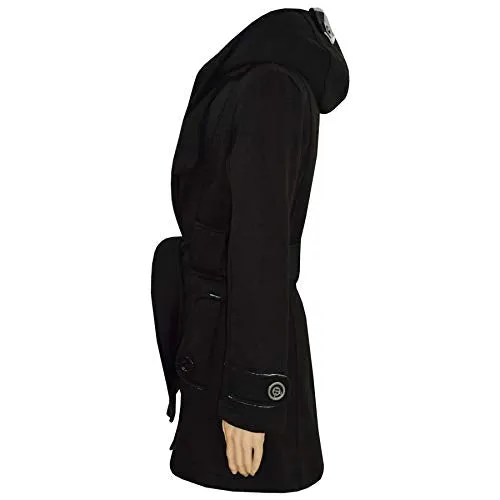 Kids Girls Overcoat Hooded Trench Coat Padded Oversized Lapels Long Parka Jacket