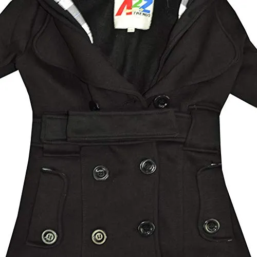Kids Girls Overcoat Hooded Trench Coat Padded Oversized Lapels Long Parka Jacket