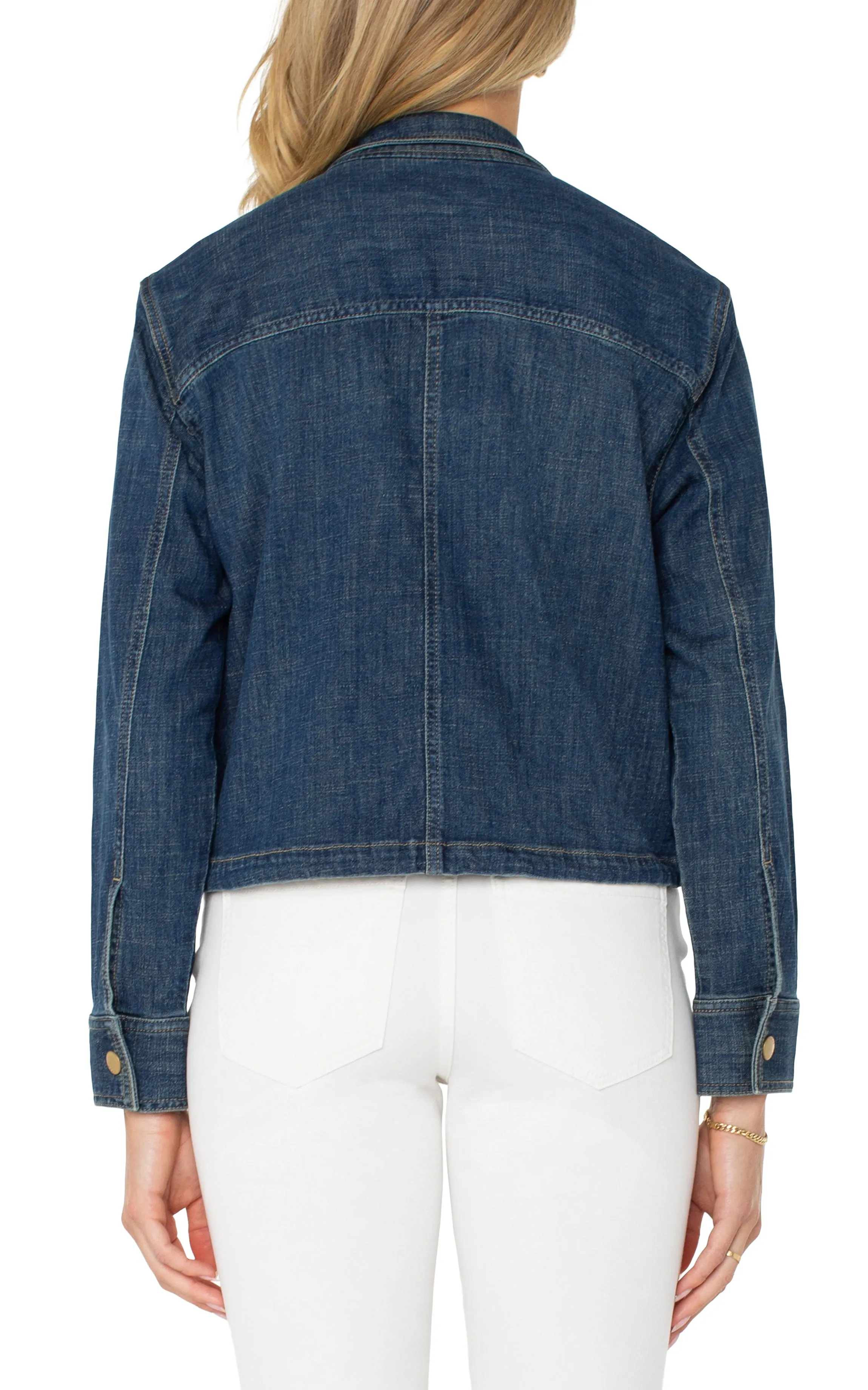 Liverpool Cropped Denim Cargo Jacket