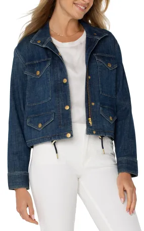 Liverpool Cropped Denim Cargo Jacket