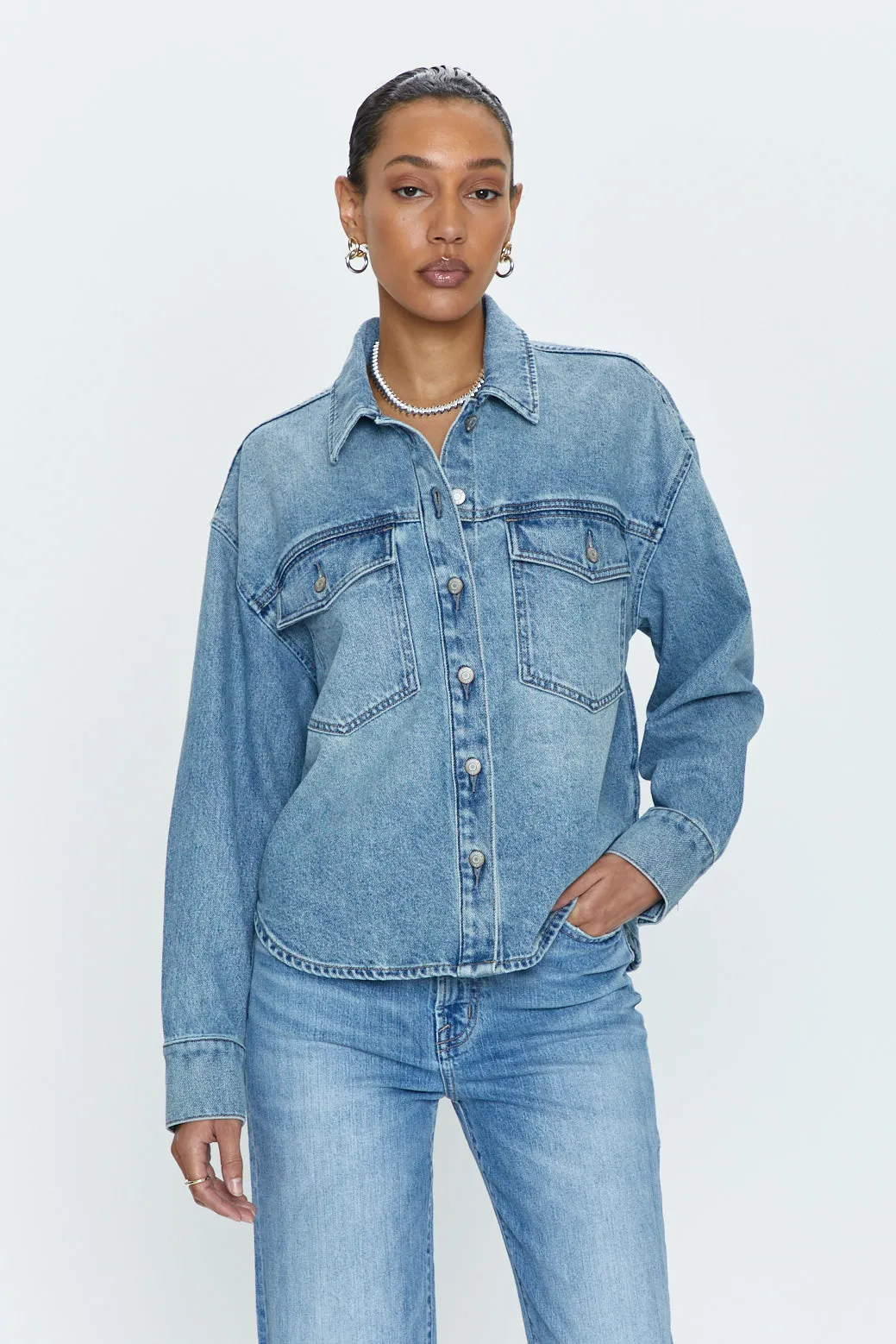 Mandy Cropped Denim Shacket