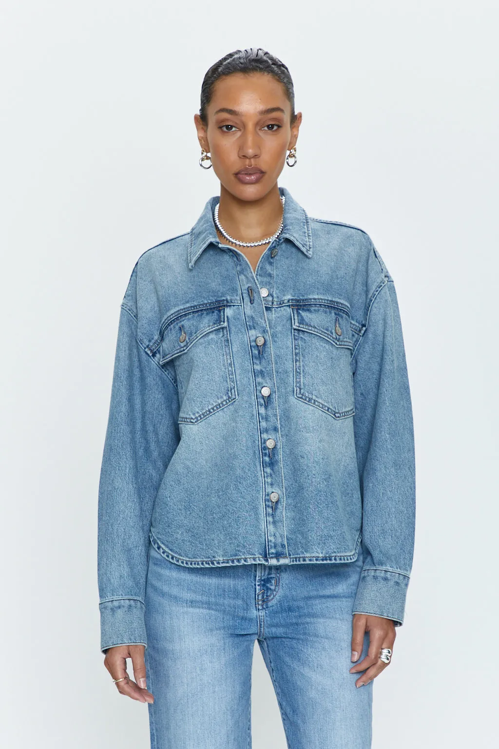 Mandy Cropped Denim Shacket