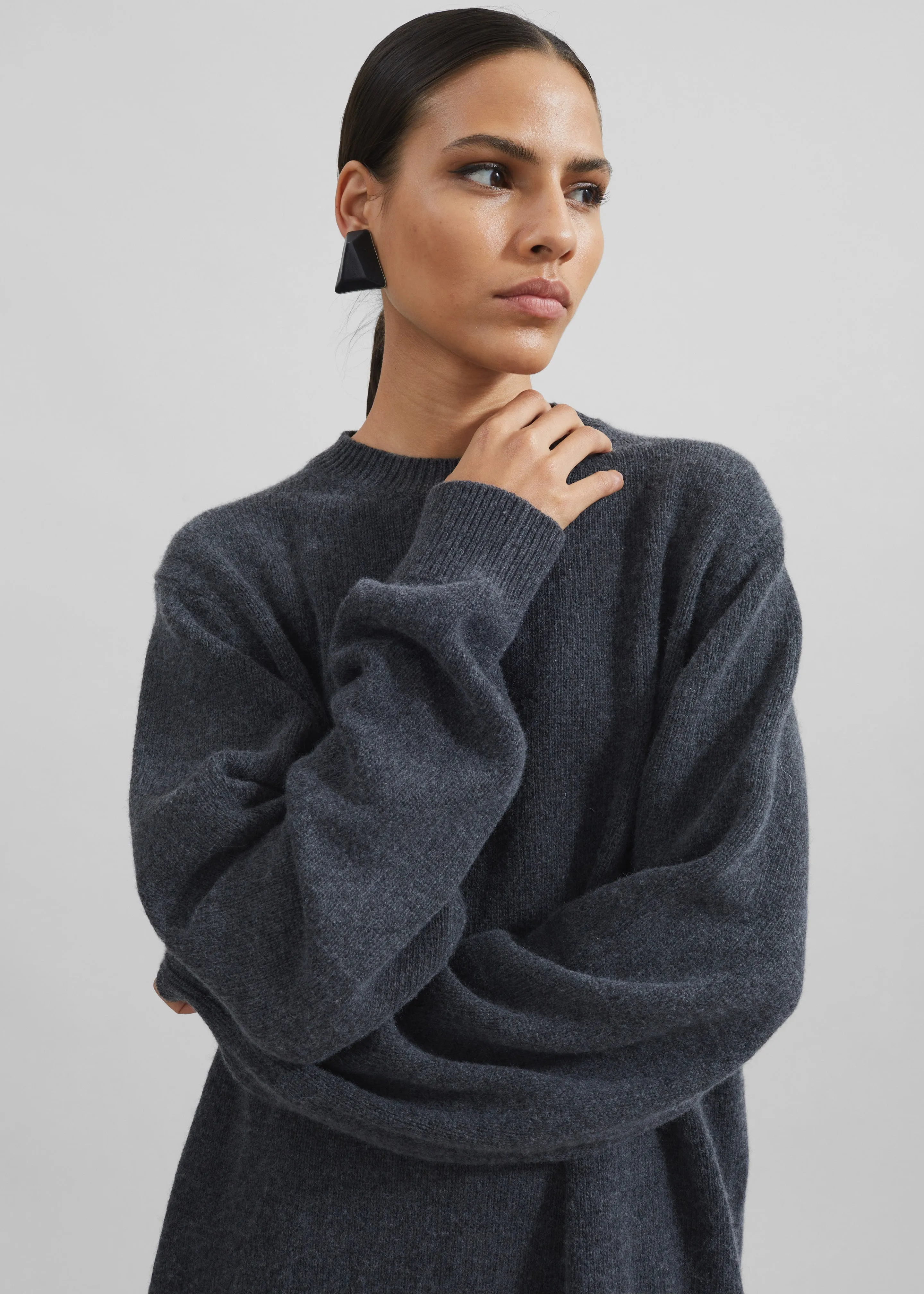 Maxime Knit Sweater Dress - Dark Grey Melange