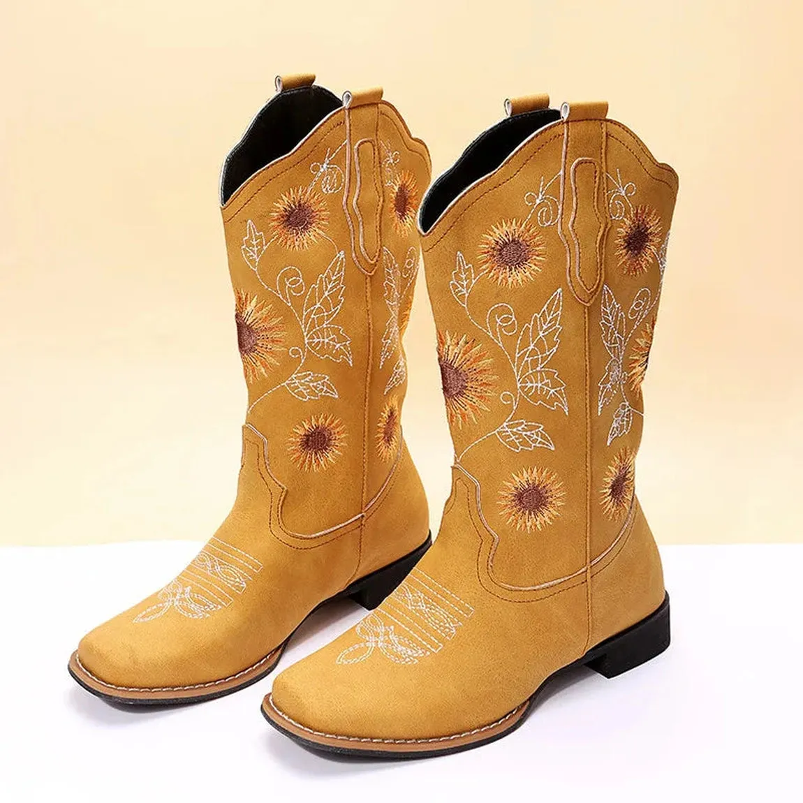 Merendy Zanjabel Low heel embroidered Western cowgirl boots