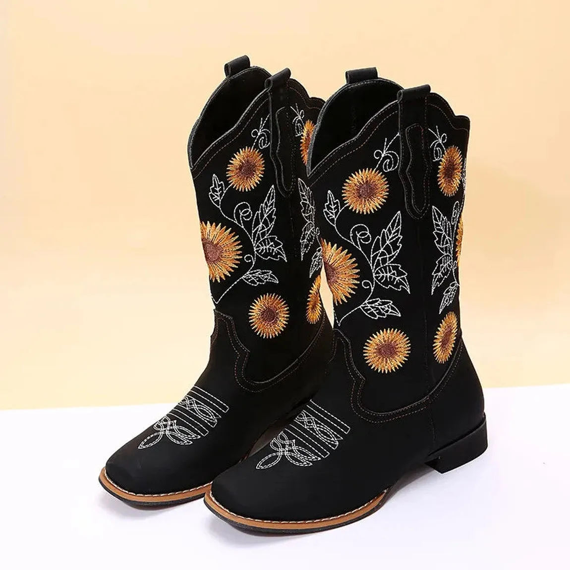 Merendy Zanjabel Low heel embroidered Western cowgirl boots