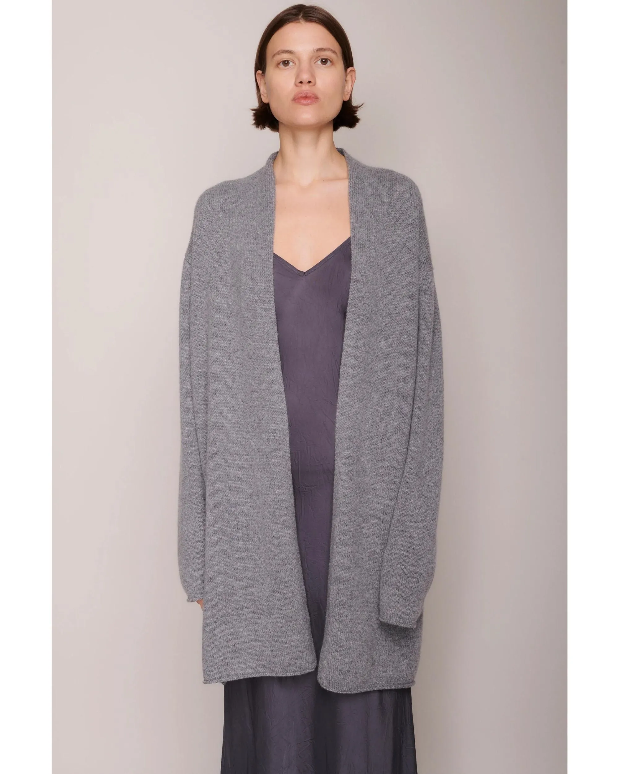 Organic by John Patrick Sadie Open Cardigan Grey Melange Cashmere