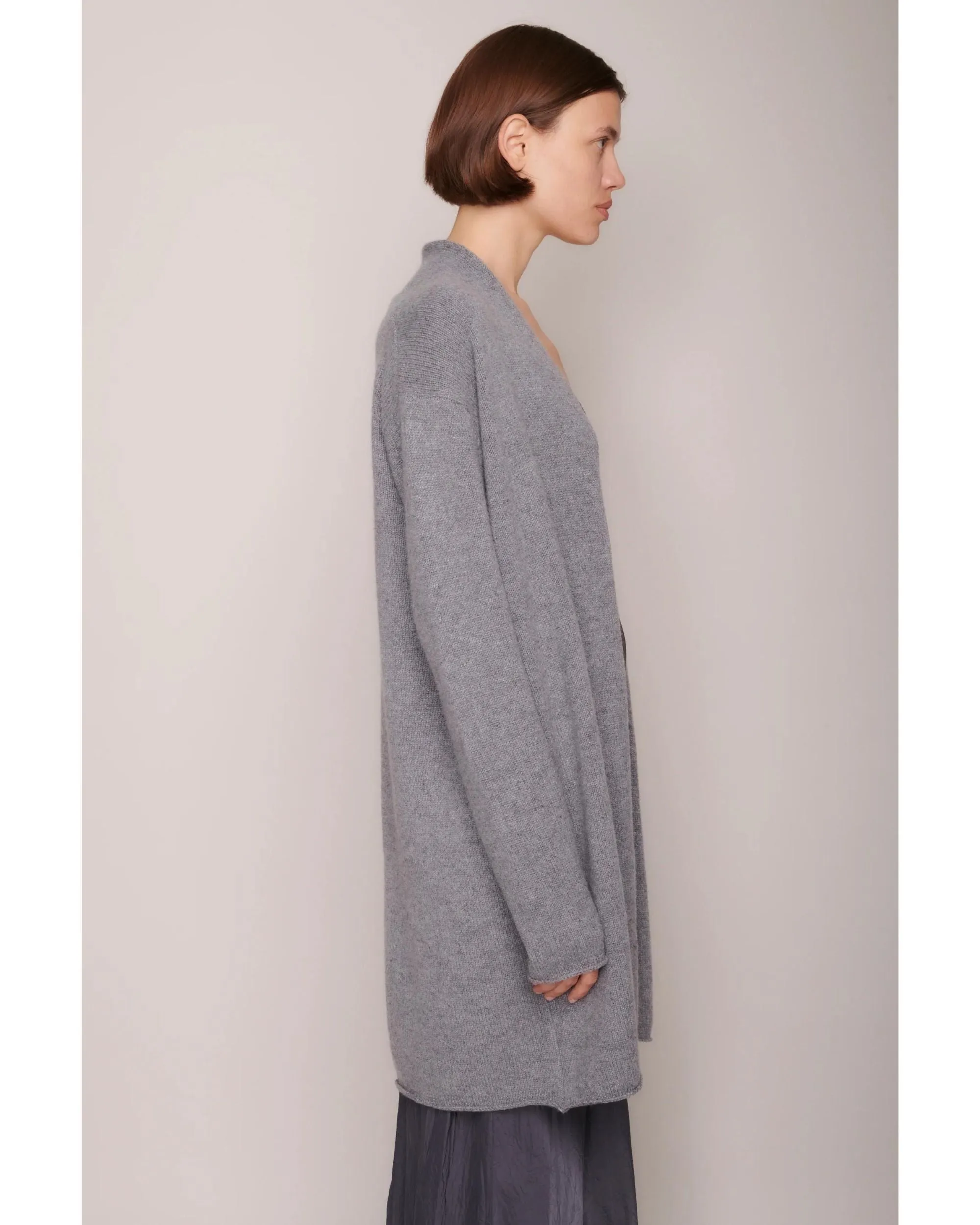 Organic by John Patrick Sadie Open Cardigan Grey Melange Cashmere