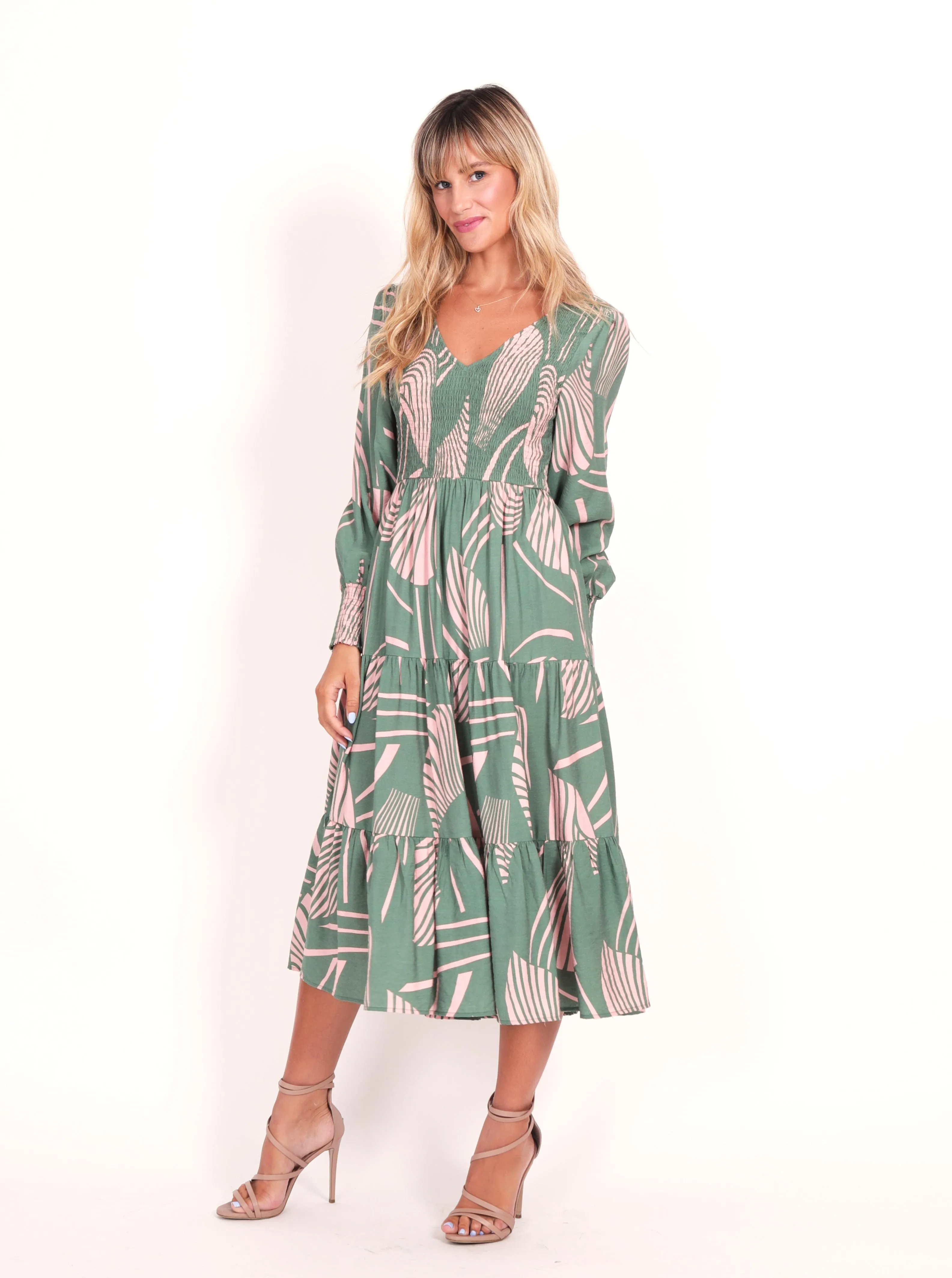 Phoenix Dress - Pink Green