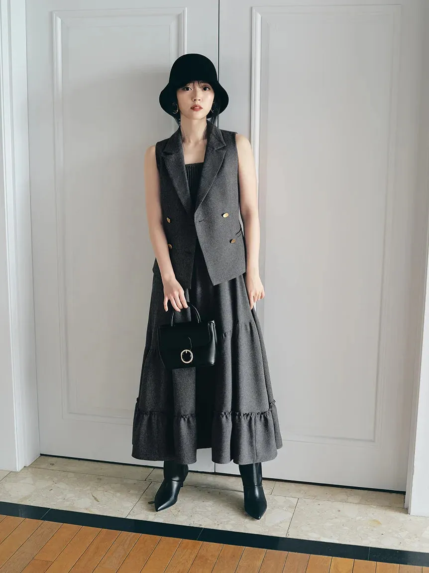 Pleated Varie Tiered Maxi Knit Dress